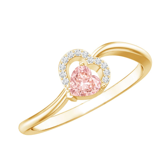 IGI Certified Lab Grown Pink Diamond Heart Promise Ring With Twisted Band