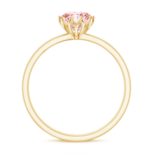 IGI Certified 1 CT Lab Grown Pink Diamond Solitaire Engagement Ring in Lotus Basket Setting