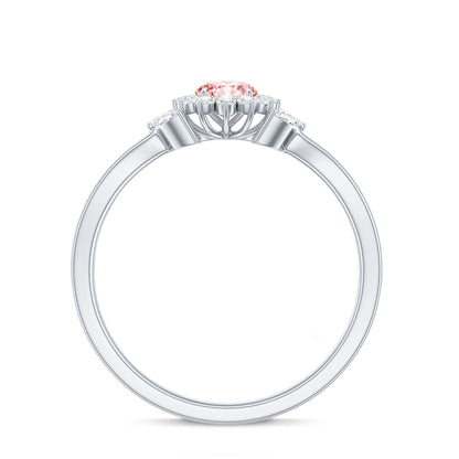 Lab Grown Pink and White Diamond Flower Engagement Ring IGI Certified