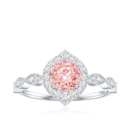 IGI Certified Lab Grown Pink White Diamond Designer Engagement Ring