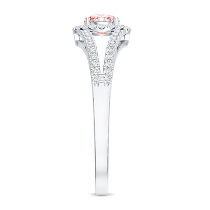 IGI Certified 1 CT Pink Lab Grown Diamond Halo Engagement Ring