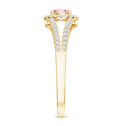 IGI Certified 1 CT Pink Lab Grown Diamond Halo Engagement Ring
