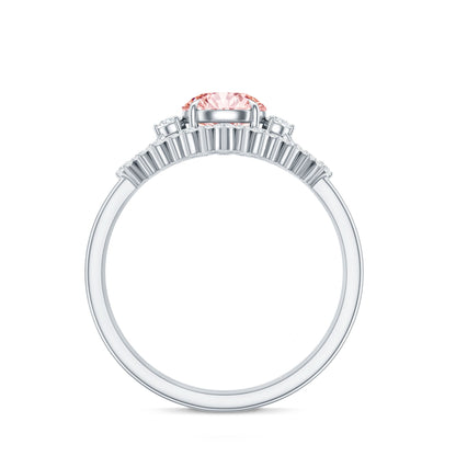 IGI Certified Lab Grown Pink White Diamond Trio Wedding Ring Set