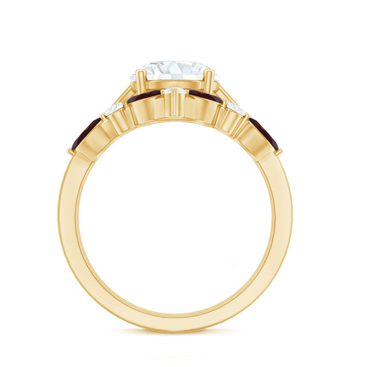 Certified 2 Carat Lab Grown Diamond Bridal Ring Set With Garnet Enhancer