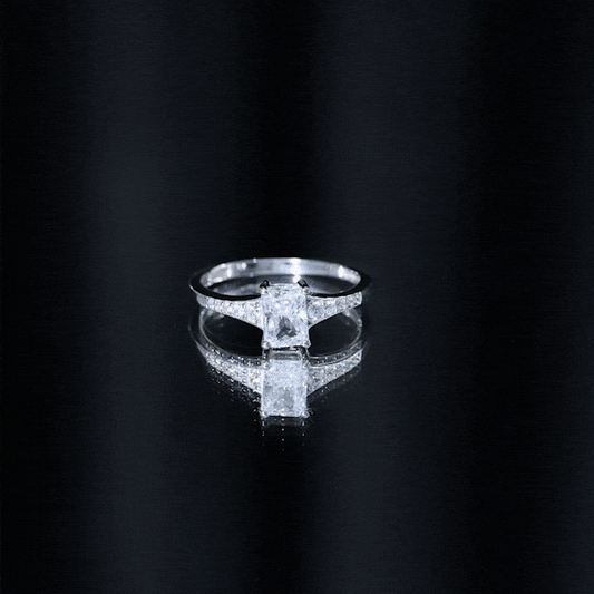 Brilliant Cut 1.7 Carat Lab Grown Diamond Emerald Cut Engagement Ring