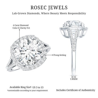 IGI Certified Lab Grown Diamond Statement Engagement Ring with Split Shank