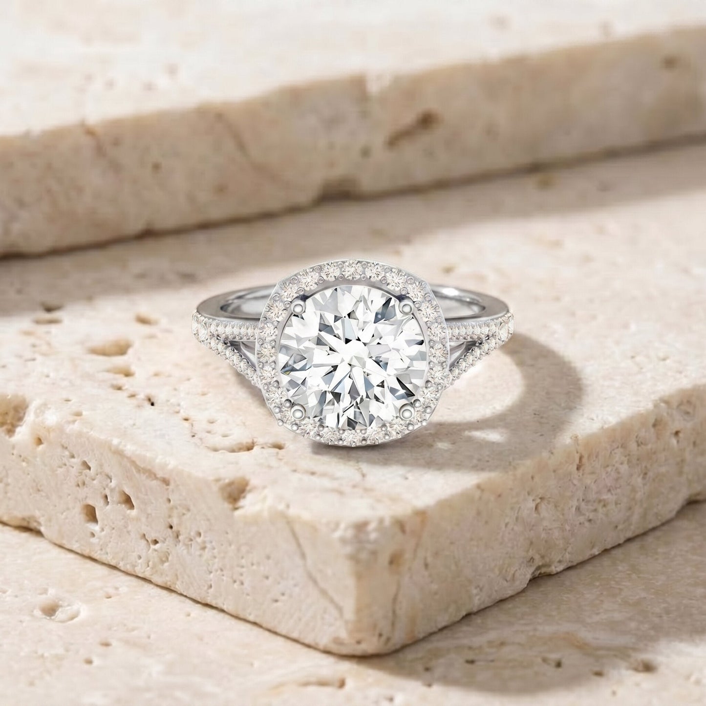 IGI Certified Lab Grown Diamond Statement Engagement Ring with Split Shank