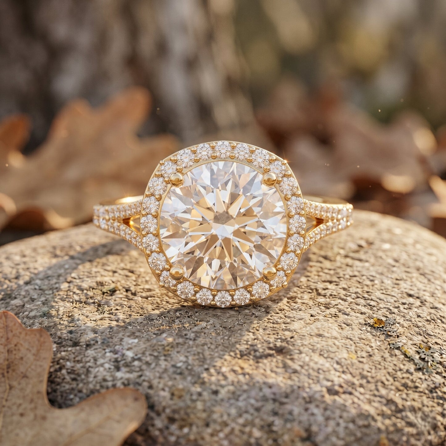 IGI Certified Lab Grown Diamond Statement Engagement Ring with Split Shank