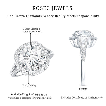 5 Carat Lab Grown Big Diamond Engagement Ring with IGI Certificate