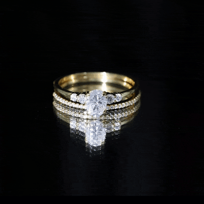 2 Carat Oval Shape Lab Diamond Bridal Ring Set with IGI Certificate