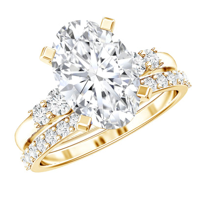 IGI Certified 3 Carat Oval Lab Grown Diamond Marriage Ring Set for Women