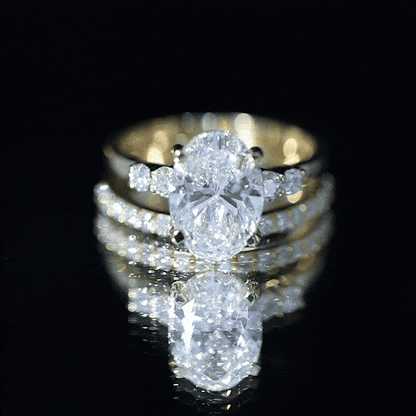 4 Carat Oval Wedding Ring Set with IGI Certified Lab Grown Diamond