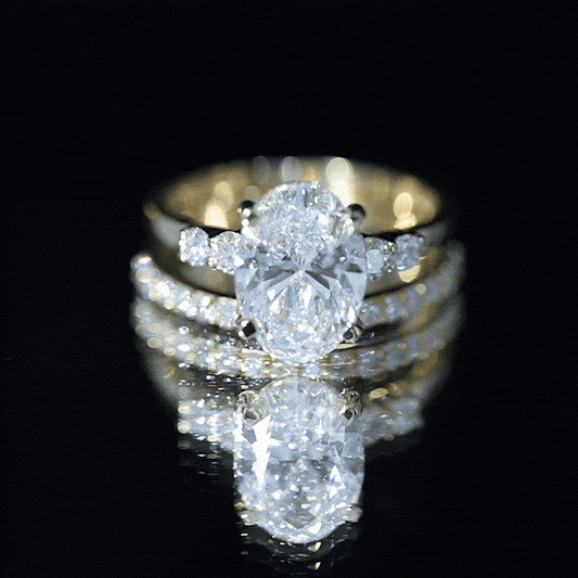 4 Carat Oval Wedding Ring Set With IGI Certified Lab Grown Diamond