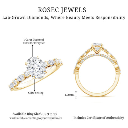 1 Carat IGI Certified Oval Cut Lab Grown Diamond Solitaire Engagement Ring