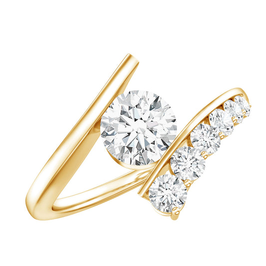 Certified Lab Grown Diamond Bypass Engagement Ring For Women