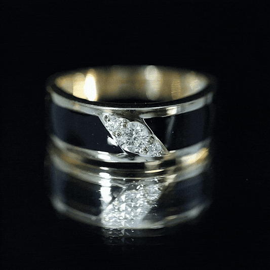 Certified Lab Grown Diamond Mens Wedding Band With Enamel