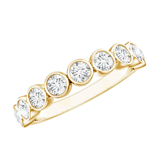 Bezel Set Lab Grown Diamond Semi Eternity Ring For Women