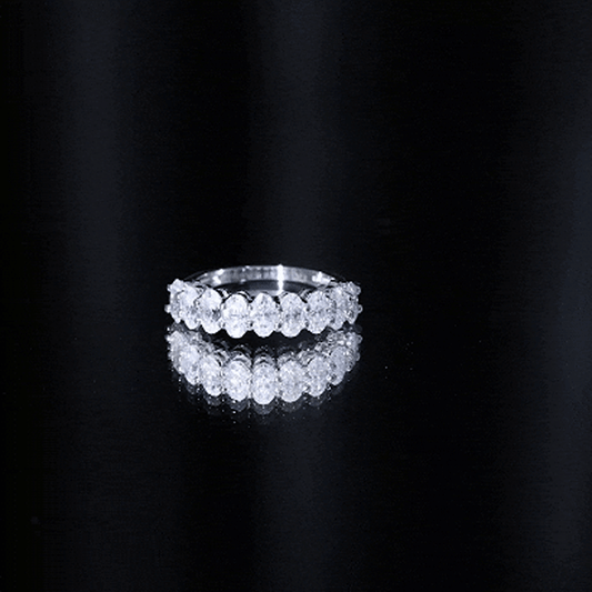 Brilliant Cut Oval Diamond Semi Eternity Ring For Women