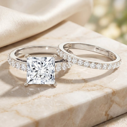 5 Carat IGI Certified Princess Cut Lab Diamond Engagement Ring with Band