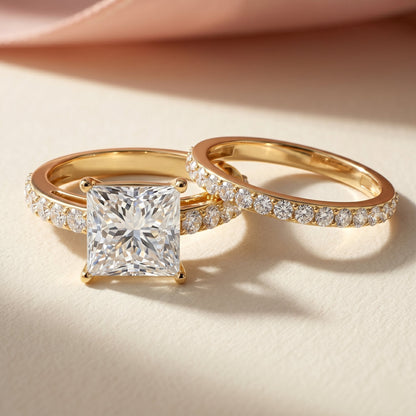 5 Carat IGI Certified Princess Cut Lab Diamond Engagement Ring with Band