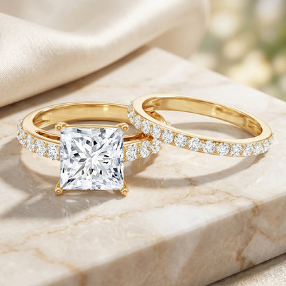 5 Carat IGI Certified Princess Cut Lab Diamond Engagement Ring with Band