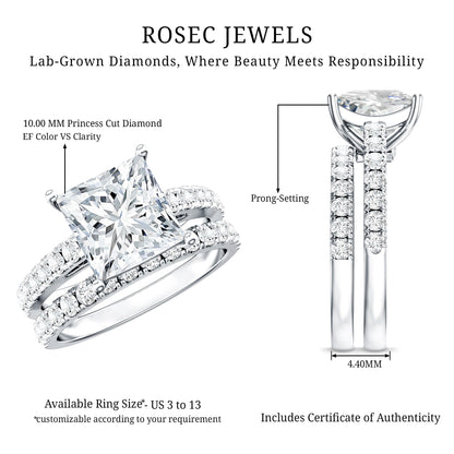 IGI Certified Huge 5 Carat Lab Grown Diamond Engagement Wedding Ring Set