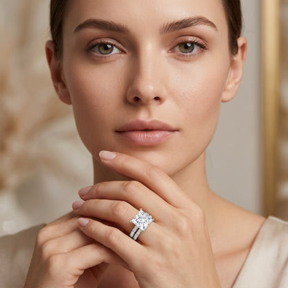 IGI Certified Huge 5 Carat Lab Grown Diamond Engagement Wedding Ring Set