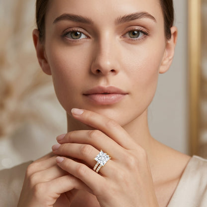 IGI Certified Huge 5 Carat Lab Grown Diamond Engagement Wedding Ring Set