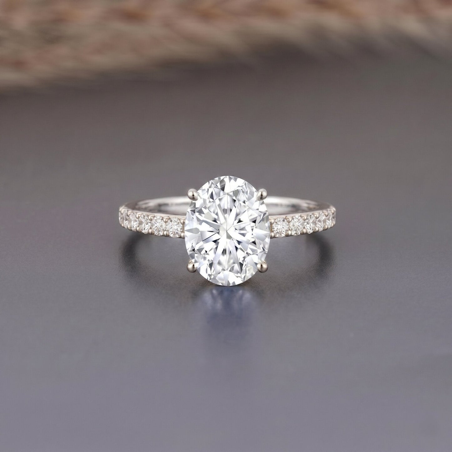 Lab Grown 2 Carat Diamond Oval Engagement Ring with IGI Certificate