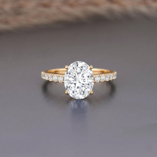 Lab Grown 2 Carat Diamond Oval Engagement Ring with IGI Certificate