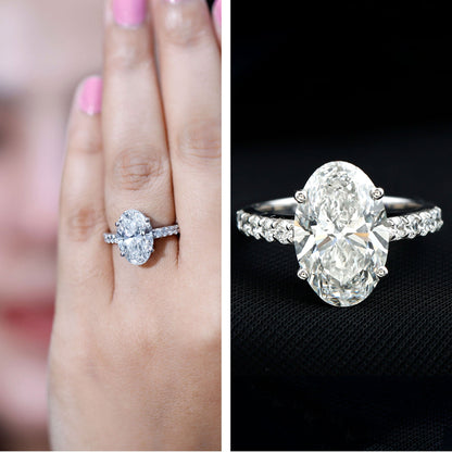 5 Carat Big Lab Grown Diamond Oval Engagement Ring with IGI Certificate