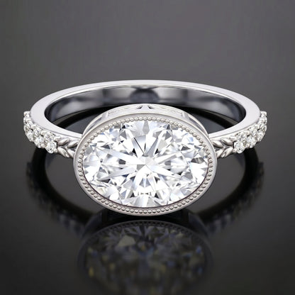 3 Carat Big Lab Grown Diamond Bezel Set Engagement Ring with IGI Certificate