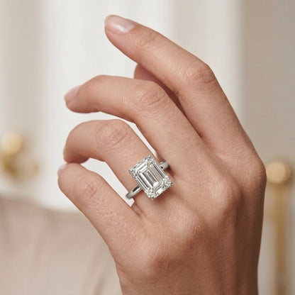 IGI Certified Emerald Cut Lab Grown Diamond 3 Carat Engagement Ring