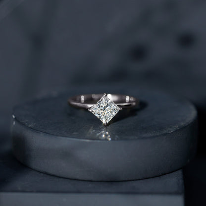 1 Carat Lab Created Diamond Princess Cut Engagement Ring IGI Certified