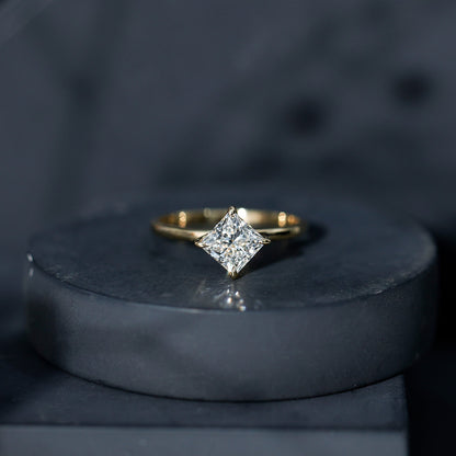 1 Carat Lab Created Diamond Princess Cut Engagement Ring IGI Certified