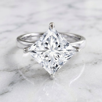IGI Certified 4 Carat Princess Cut Lab Grown Diamond Engagement Ring