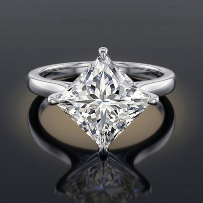 IGI Certified 4 Carat Princess Cut Lab Grown Diamond Engagement Ring