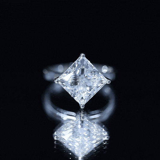 Solitaire 5 Carat Princess Cut Lab Grown Diamond Huge Engagement Ring with IGI Certificate