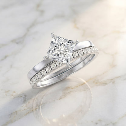 IGI Certified 2 Carat Lab Grown Diamond Princess Cut Bridal Ring Set for Her