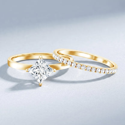 IGI Certified 2 Carat Lab Grown Diamond Princess Cut Bridal Ring Set for Her