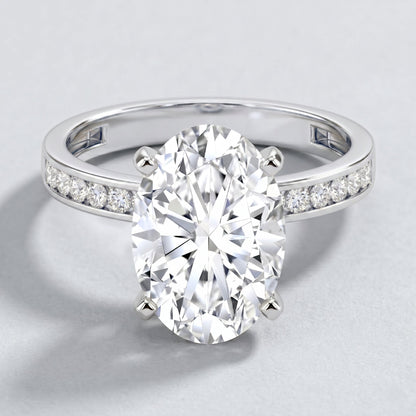 4 Carat Oval Shaped Lab Grown Diamond Huge Engagement Ring with IGI Certificate
