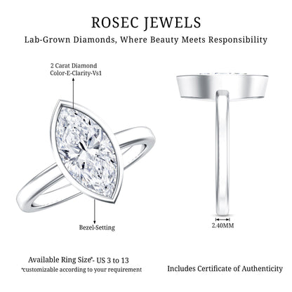 IGI Certified 2 Carat Lab Grown Diamond Marquise Ring For Engagement