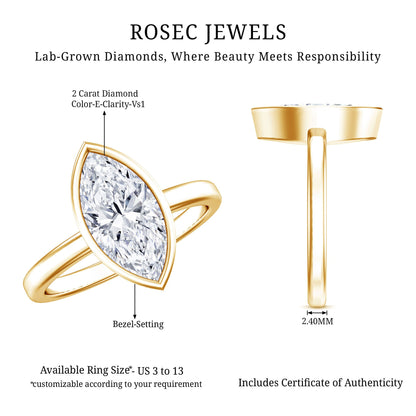 IGI Certified 2 Carat Lab Grown Diamond Marquise Ring For Engagement