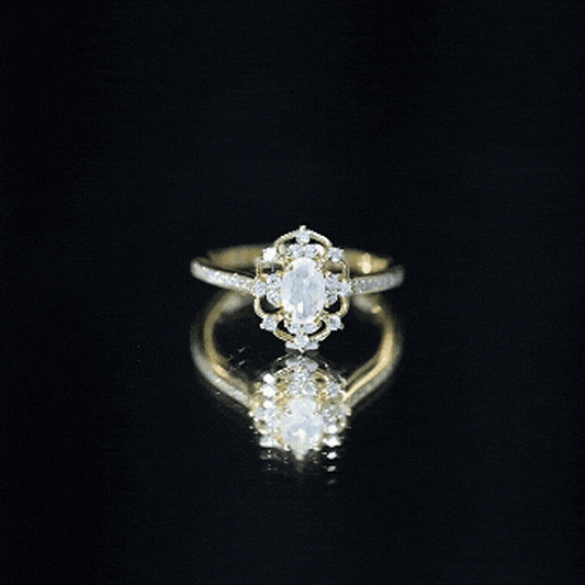 Vintage Looking 0.50 Carat Ethiopian Opal Oval Engagement Ring with Diamond Accent