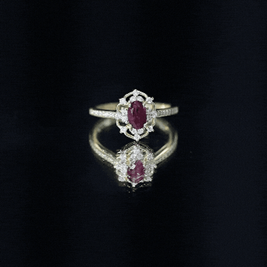 Vintage Engagement Ring with Rhodolite Garnet and Diamond