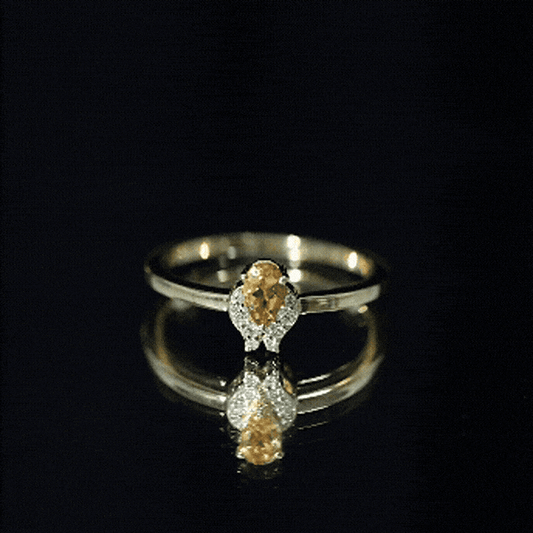 Minimalist Citrine And Diamond Promise Ring For Her In Silver