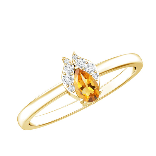 Minimalist Citrine And Diamond Promise Ring For Her In Silver