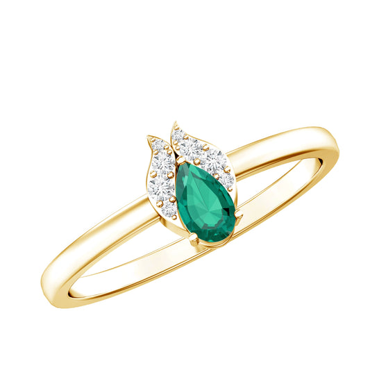 Womens Lab Grown Emerald And Diamond Promise Ring In Silver