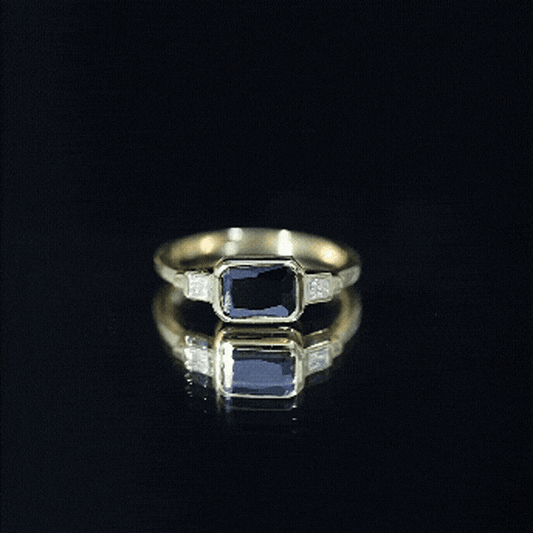 Lab Grown Black Diamond Bezel Set Engagement Ring For Women