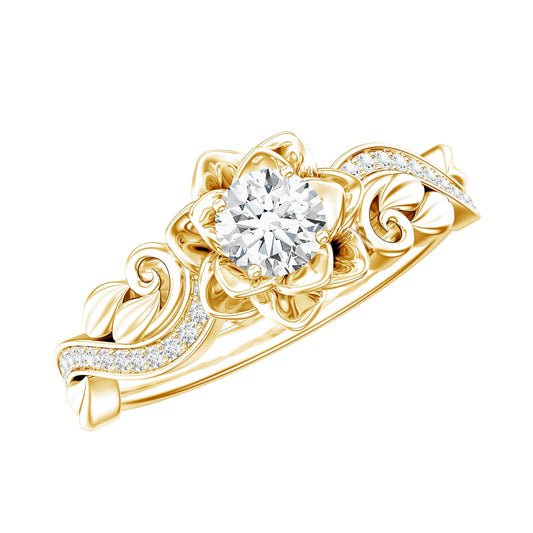 Lab Grown Diamond Flower Engagement Ring For Her